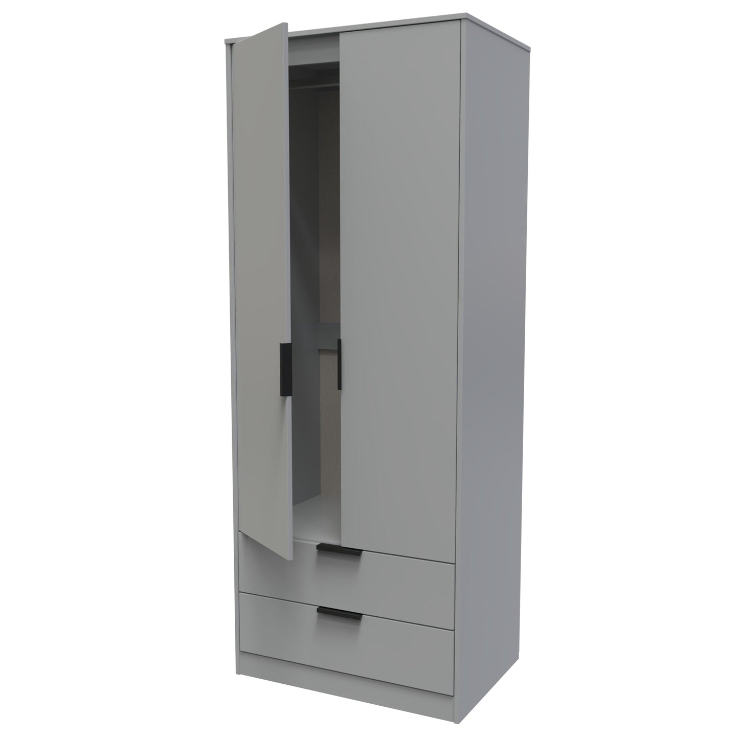 Diego G Tall Wardrobe Grey 2 Doors 2 Drawers 197cm