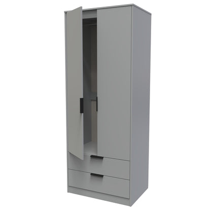 Diego G Tall Wardrobe Grey 2 Doors 2 Drawers 197cm
