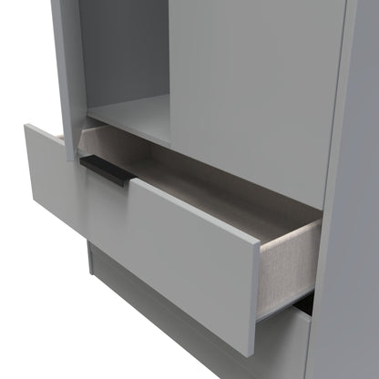 Diego G Tall Wardrobe Grey 2 Doors 2 Drawers 197cm