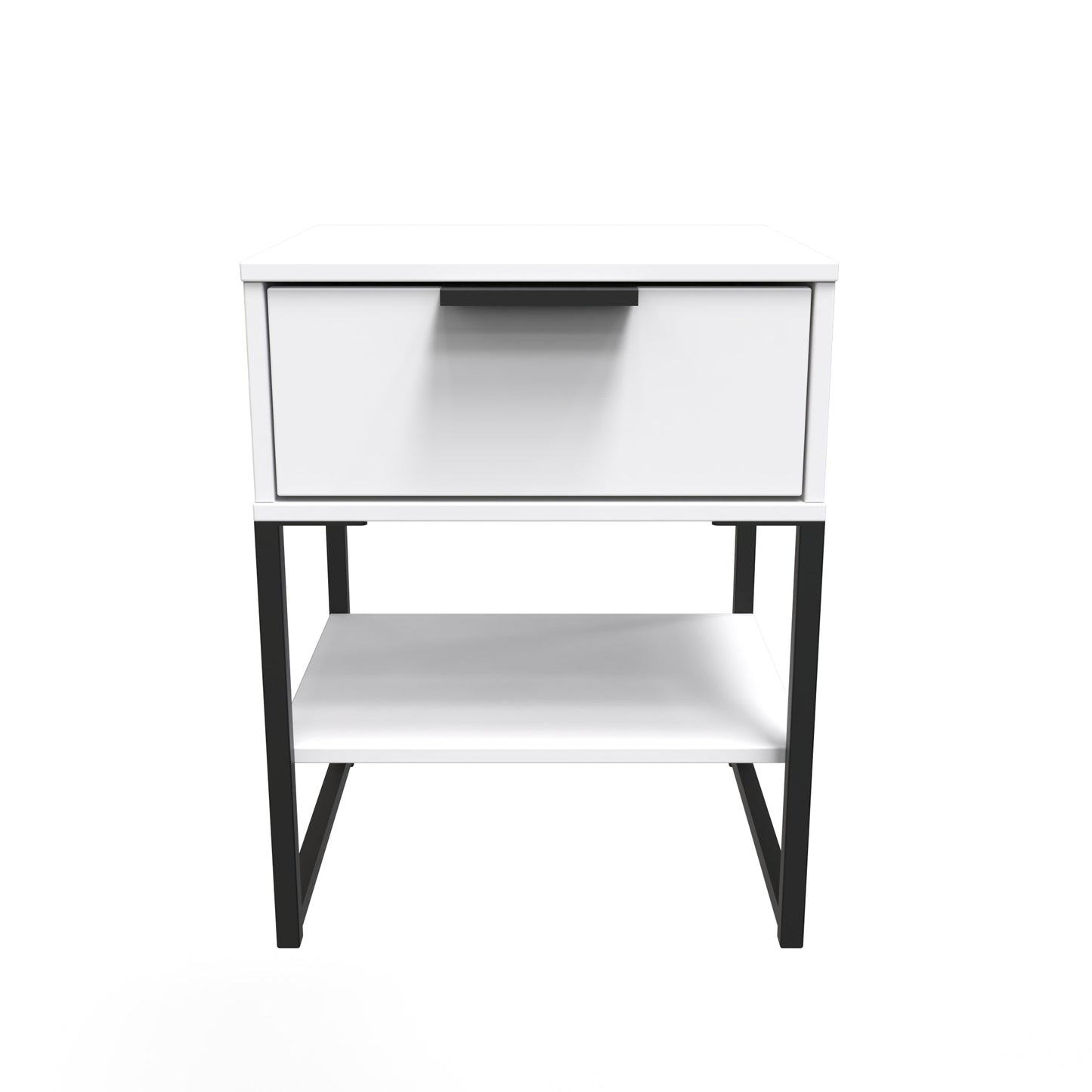 Diego G Side Table White 1 Shelf 1 Drawer 58cm