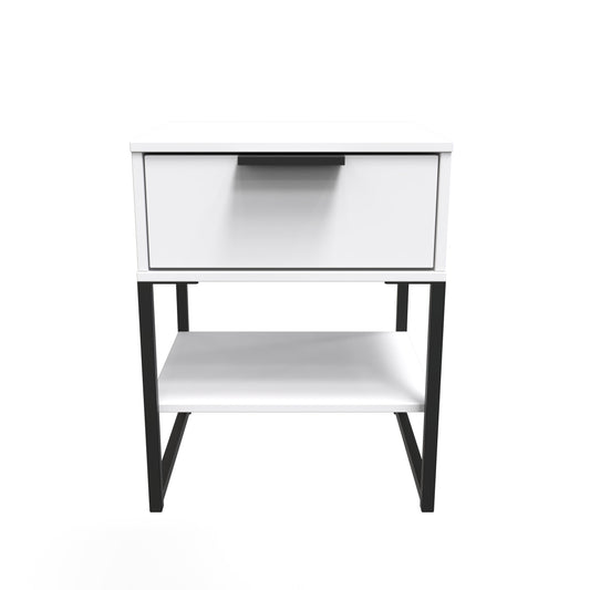 Diego G Side Table White 1 Shelf 1 Drawer 58cm