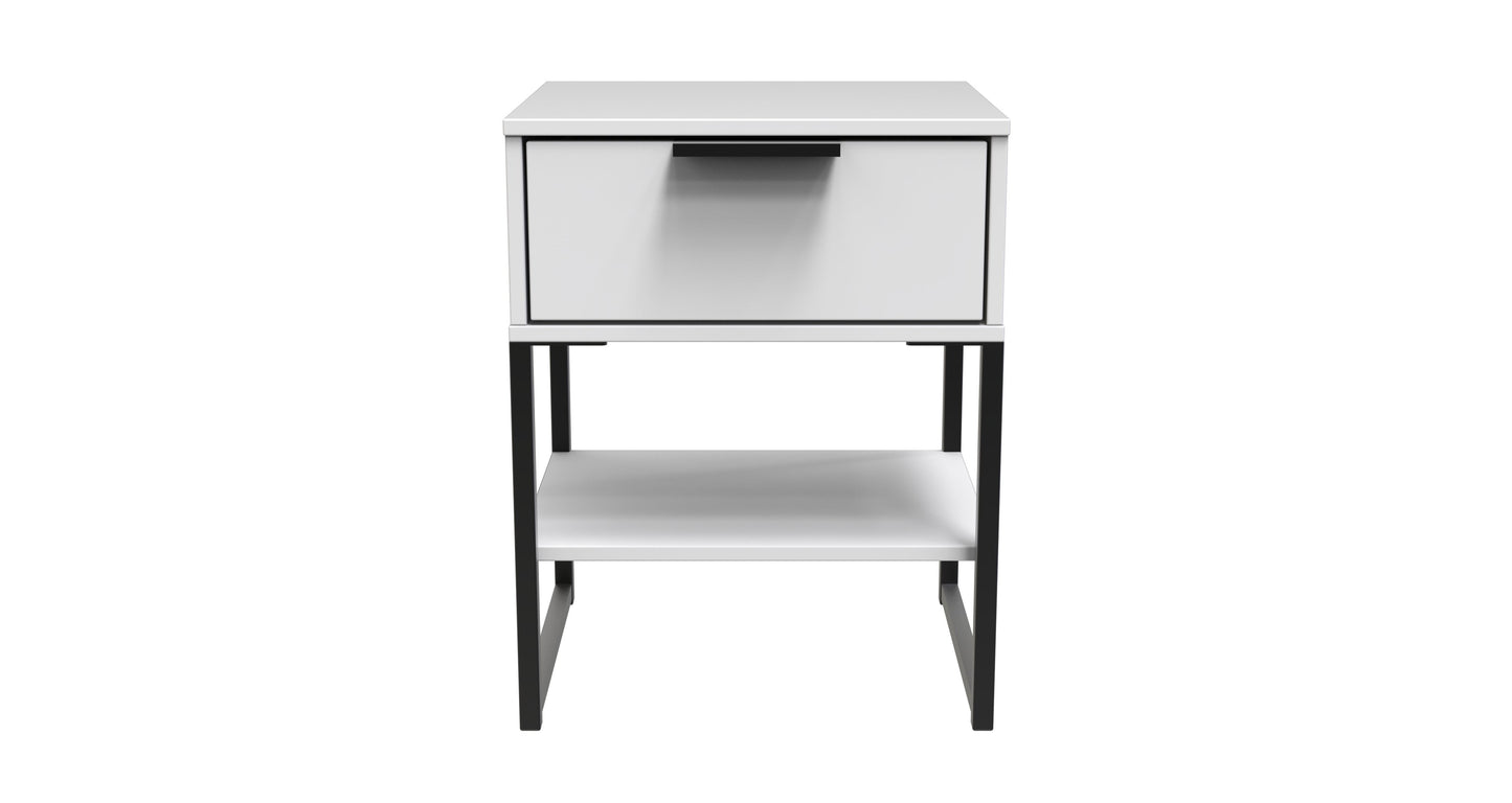 Diego G Side Table White 1 Shelf 1 Drawer 58cm