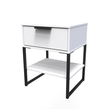 Diego G Side Table White 1 Shelf 1 Drawer 58cm