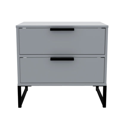 Diego G Bedside Table Grey 1 Shelf 2 Drawers 58cm
