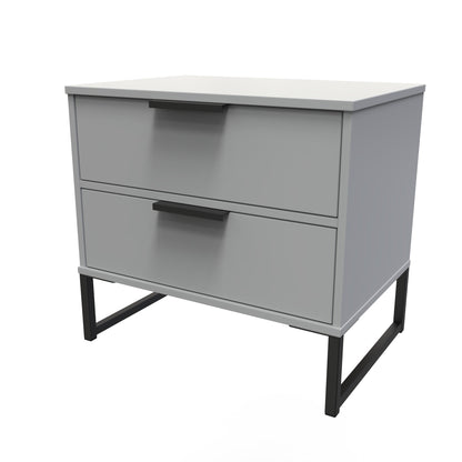Diego G Bedside Table Grey 1 Shelf 2 Drawers 58cm