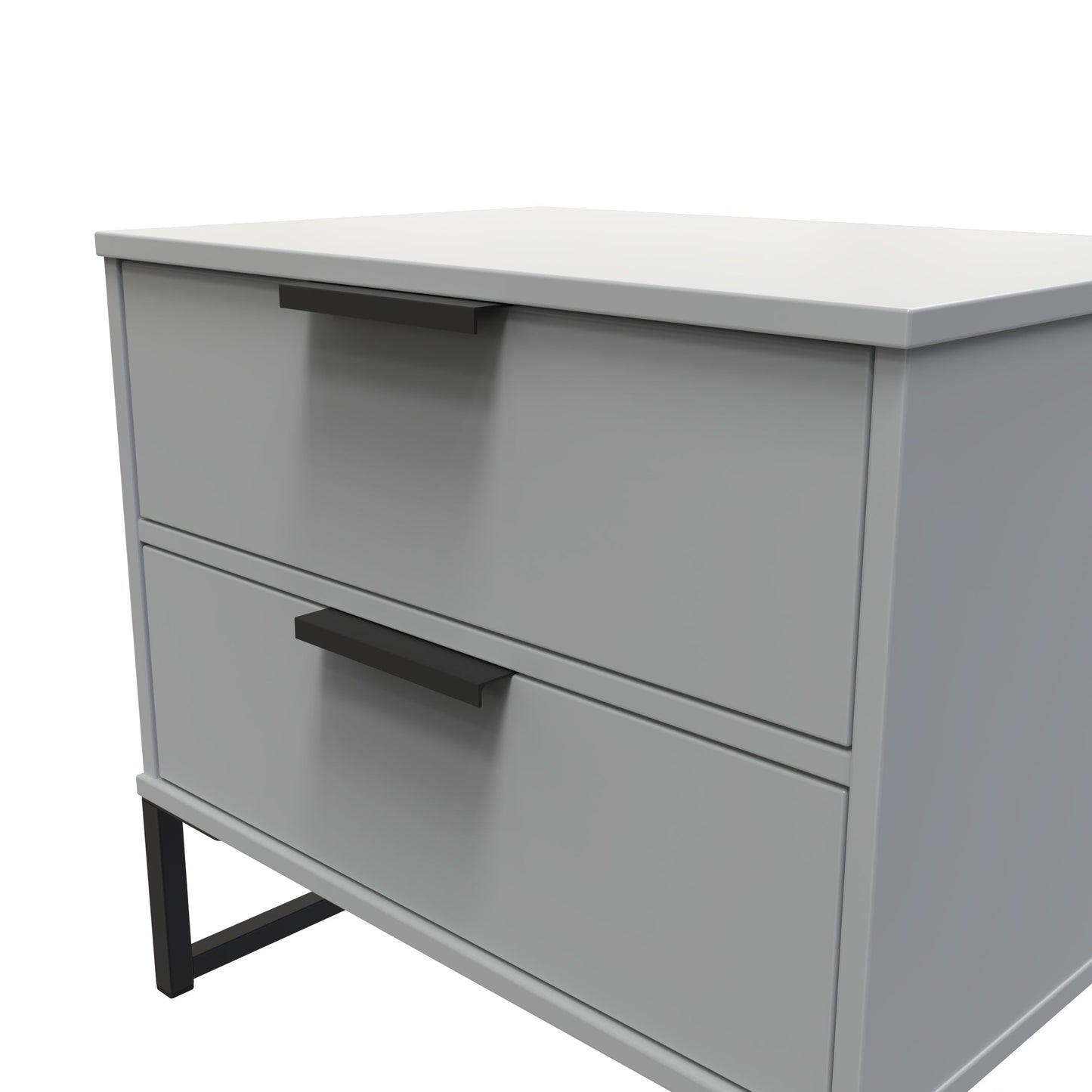Diego G Bedside Table Grey 1 Shelf 2 Drawers 58cm