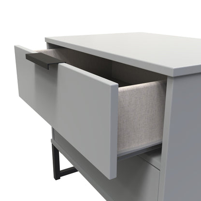 Diego G Bedside Table Grey 1 Shelf 2 Drawers 58cm