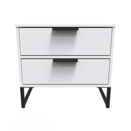 Diego G Bedside Table White 1 Shelf 2 Drawers 58cm