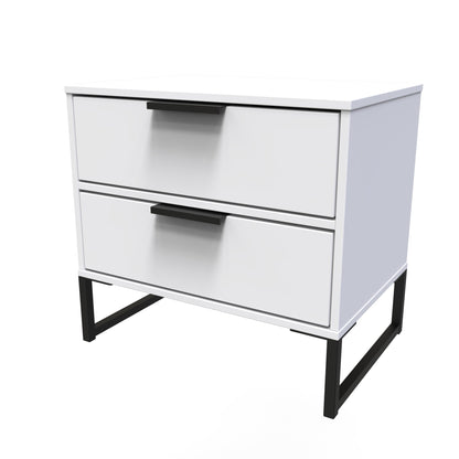 Diego G Bedside Table White 1 Shelf 2 Drawers 58cm