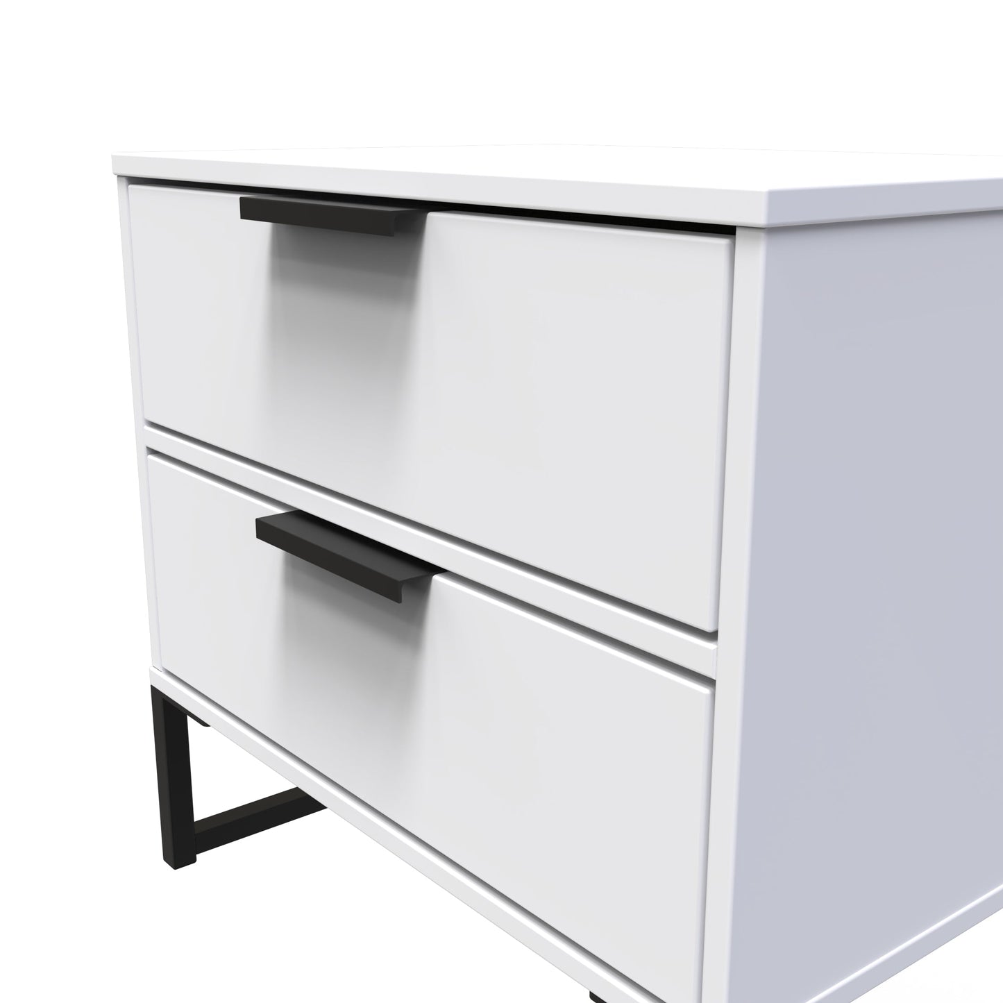 Diego G Bedside Table White 1 Shelf 2 Drawers 58cm