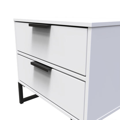 Diego G Bedside Table White 1 Shelf 2 Drawers 58cm
