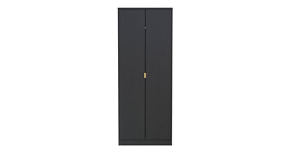 Diego J Tall Wardrobe Black 2 Doors 1 Shelf 197cm