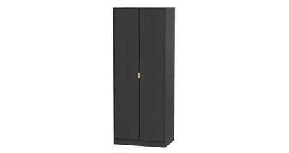 Diego J Tall Wardrobe Black 2 Doors 1 Shelf 197cm
