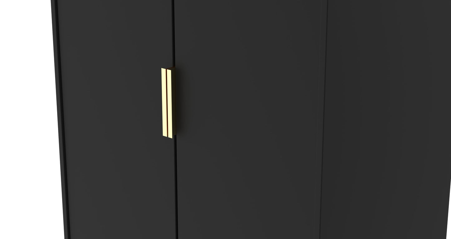Diego J Tall Wardrobe Black 2 Doors 1 Shelf 197cm