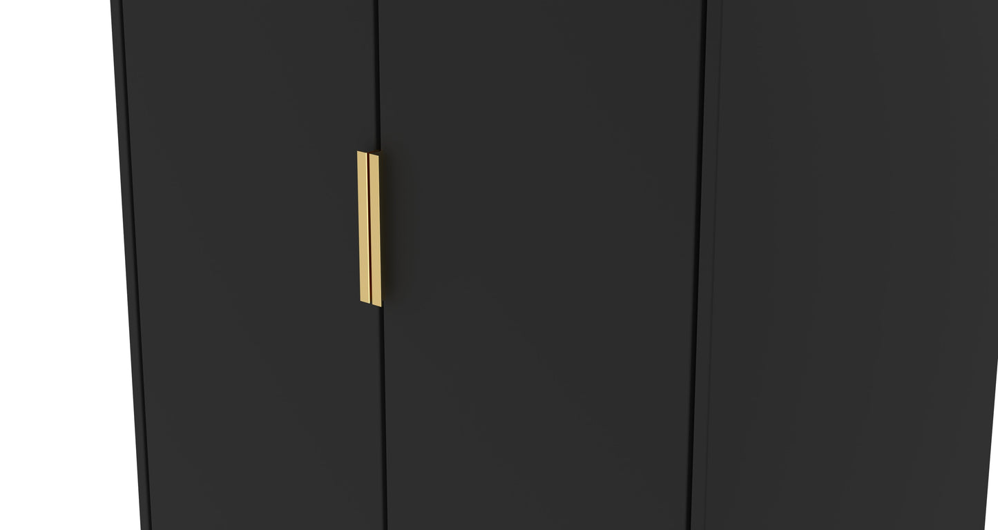 Diego J Tall Wardrobe Black 2 Doors 2 Drawers 197cm
