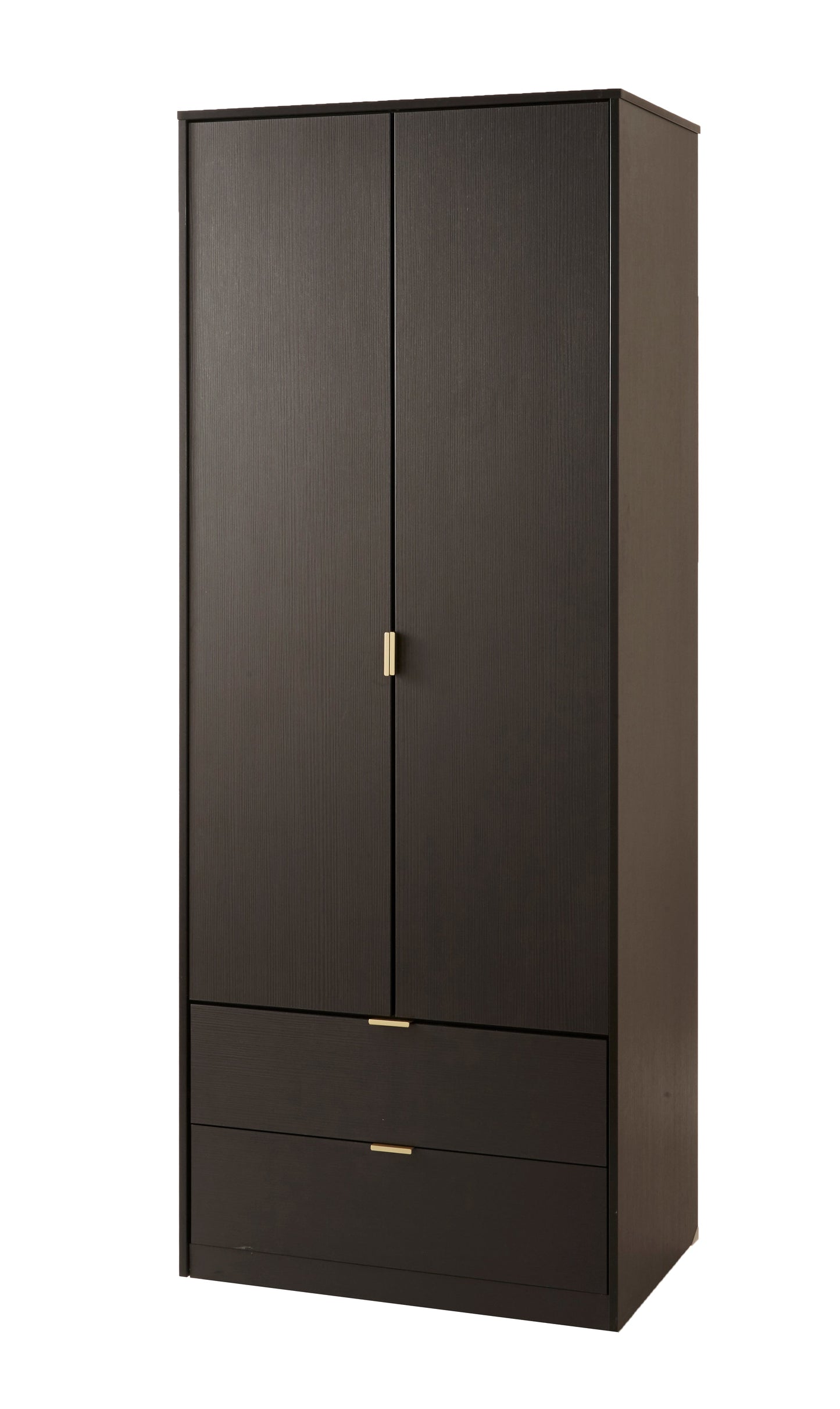 Diego J Tall Wardrobe Black 2 Doors 2 Drawers 197cm
