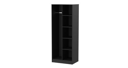 Diego J Tall Wardrobe Black 5 Shelves 197cm
