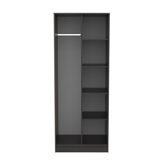 Diego J Tall Wardrobe Black 5 Shelves 197cm