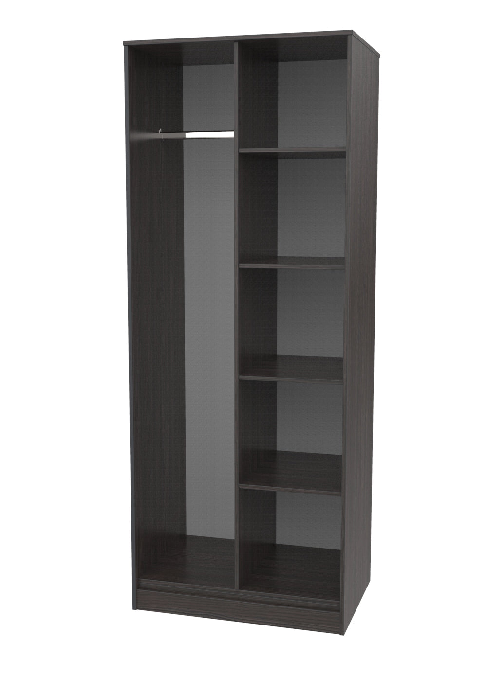 Diego J Tall Wardrobe Black 5 Shelves 197cm