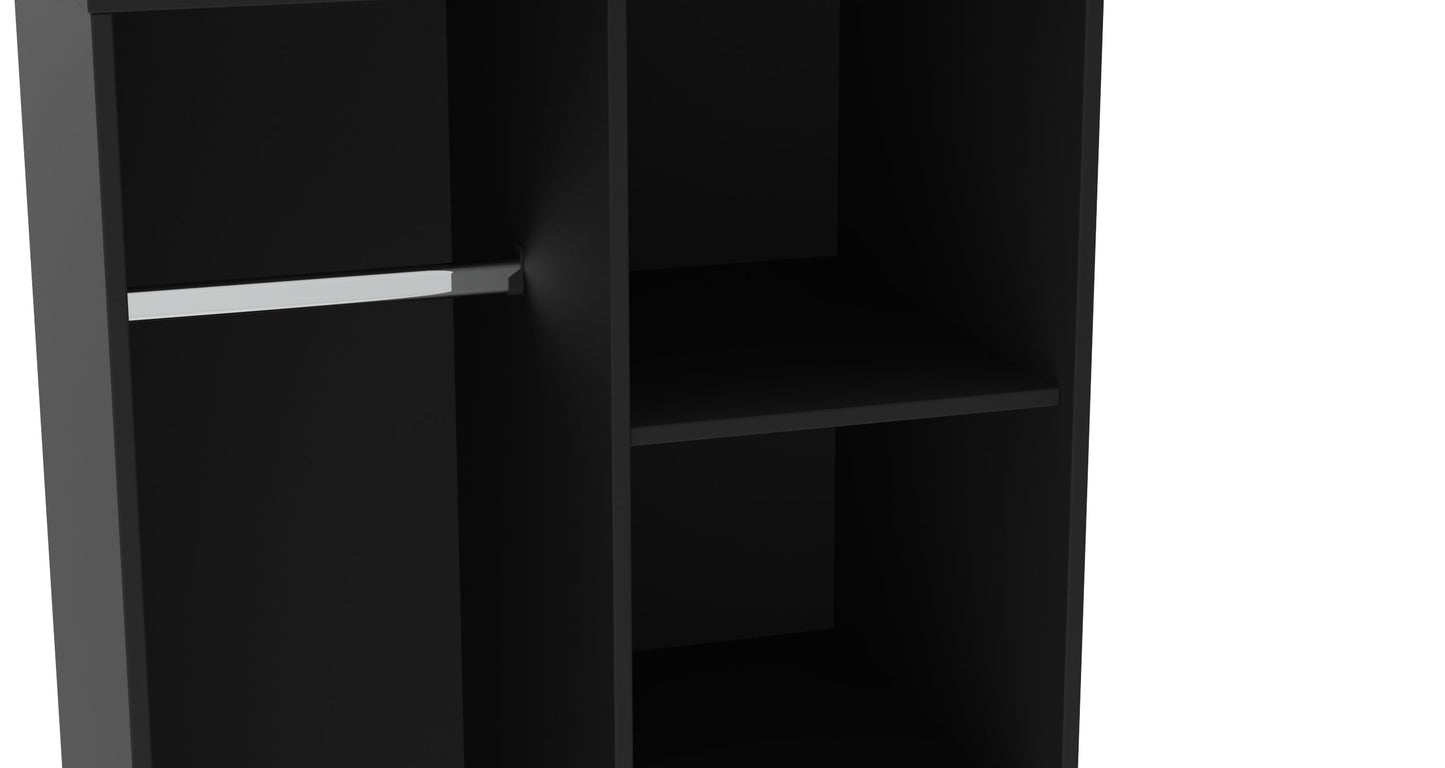 Diego J Tall Wardrobe Black 5 Shelves 197cm