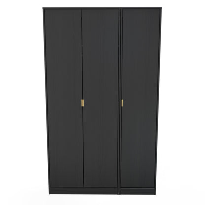 Diego J Tall Wardrobe Black 3 Doors 1 Shelf 198cm