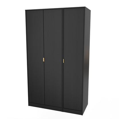 Diego J Tall Wardrobe Black 3 Doors 1 Shelf 198cm