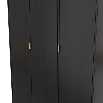 Diego J Tall Wardrobe Black 3 Doors 1 Shelf 198cm