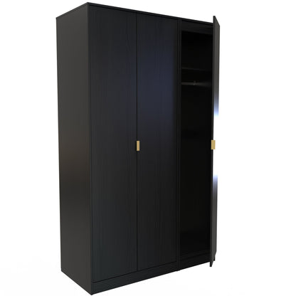 Diego J Tall Wardrobe Black 3 Doors 1 Shelf 198cm