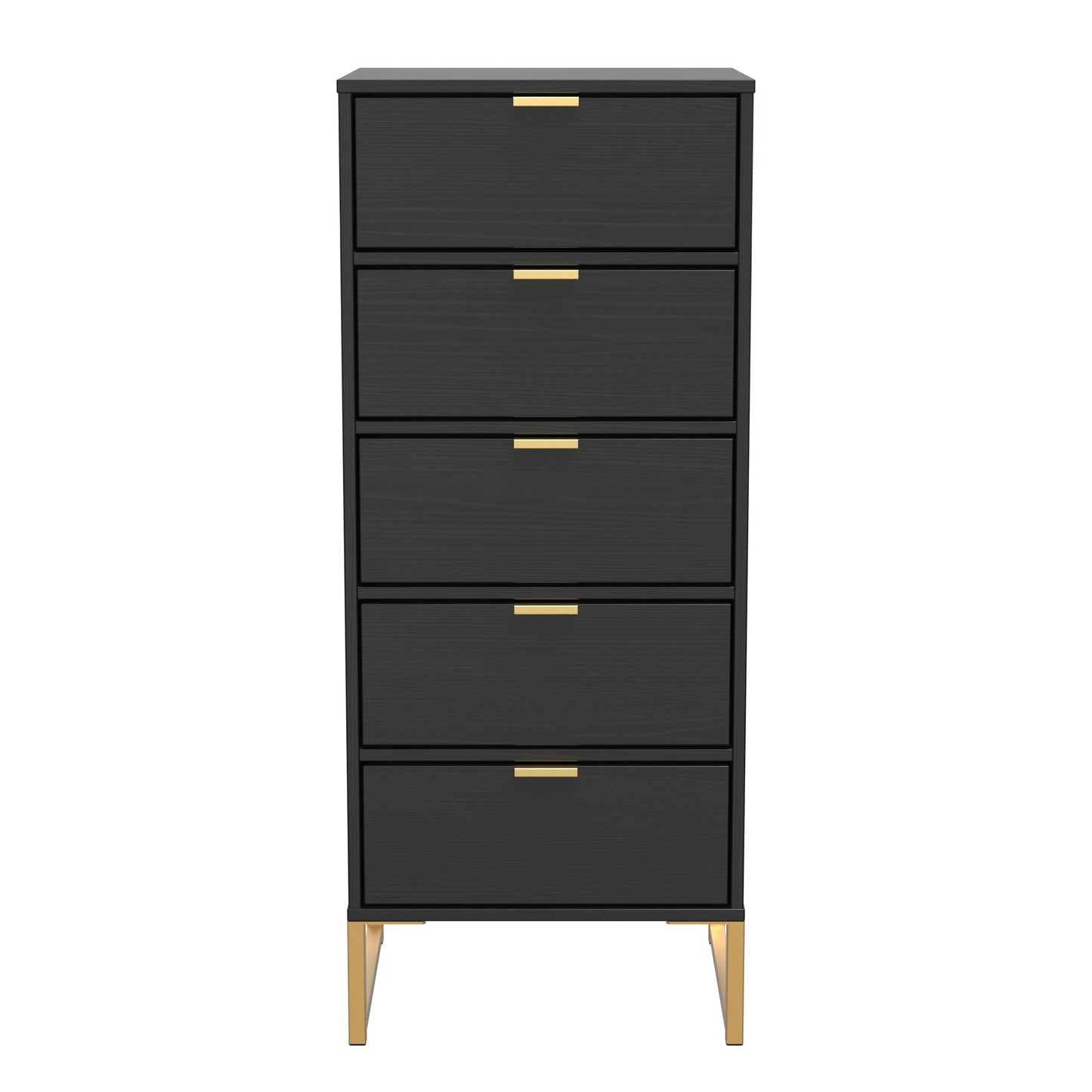 Diego J Tall Tallboy Black 5 Drawers 101cm