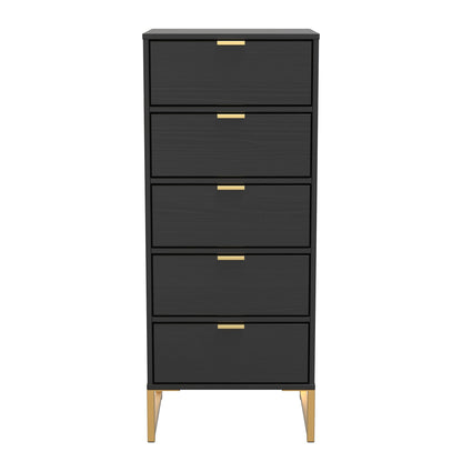 Diego J Tall Tallboy Black 5 Drawers 101cm