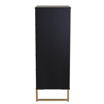 Diego J Tall Tallboy Black 5 Drawers 101cm