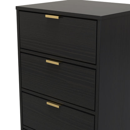 Diego J Tall Tallboy Black 5 Drawers 101cm