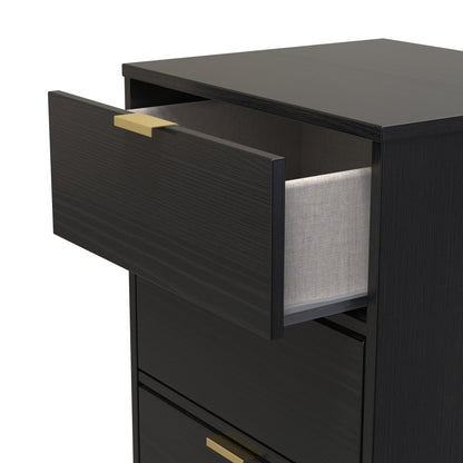 Diego J Tall Tallboy Black 5 Drawers 101cm