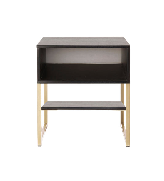 Diego J Side Table Black 2 Shelves 58cm