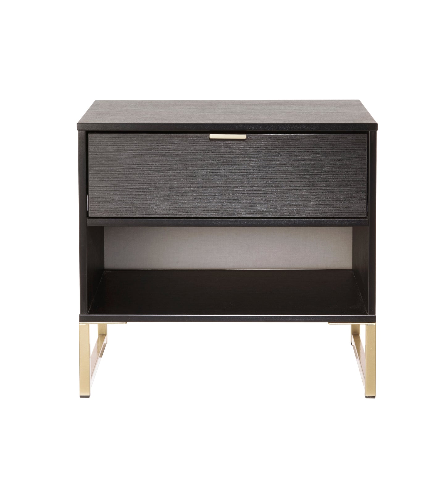 Diego J Bedside Table Black 1 Shelf 1 Drawer 58cm