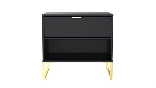 Diego J Bedside Table Black 1 Shelf 1 Drawer 58cm