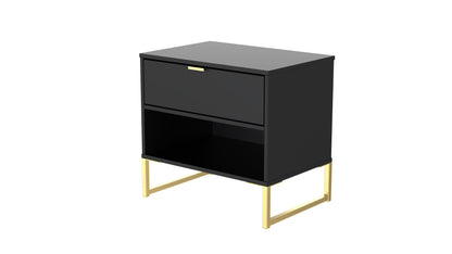 Diego J Bedside Table Black 1 Shelf 1 Drawer 58cm