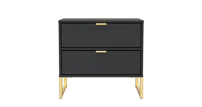 Diego J Bedside Table Black 2 Drawers 58cm