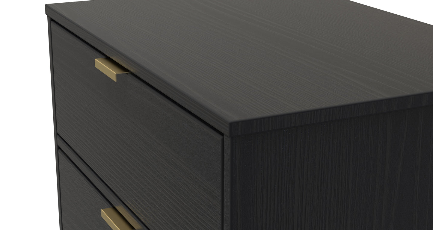 Diego J Bedside Table Black 2 Drawers 58cm