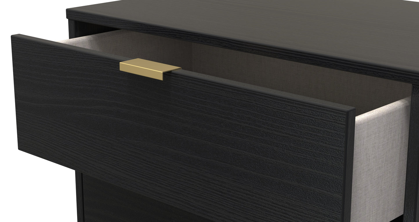 Diego J Bedside Table Black 2 Drawers 58cm