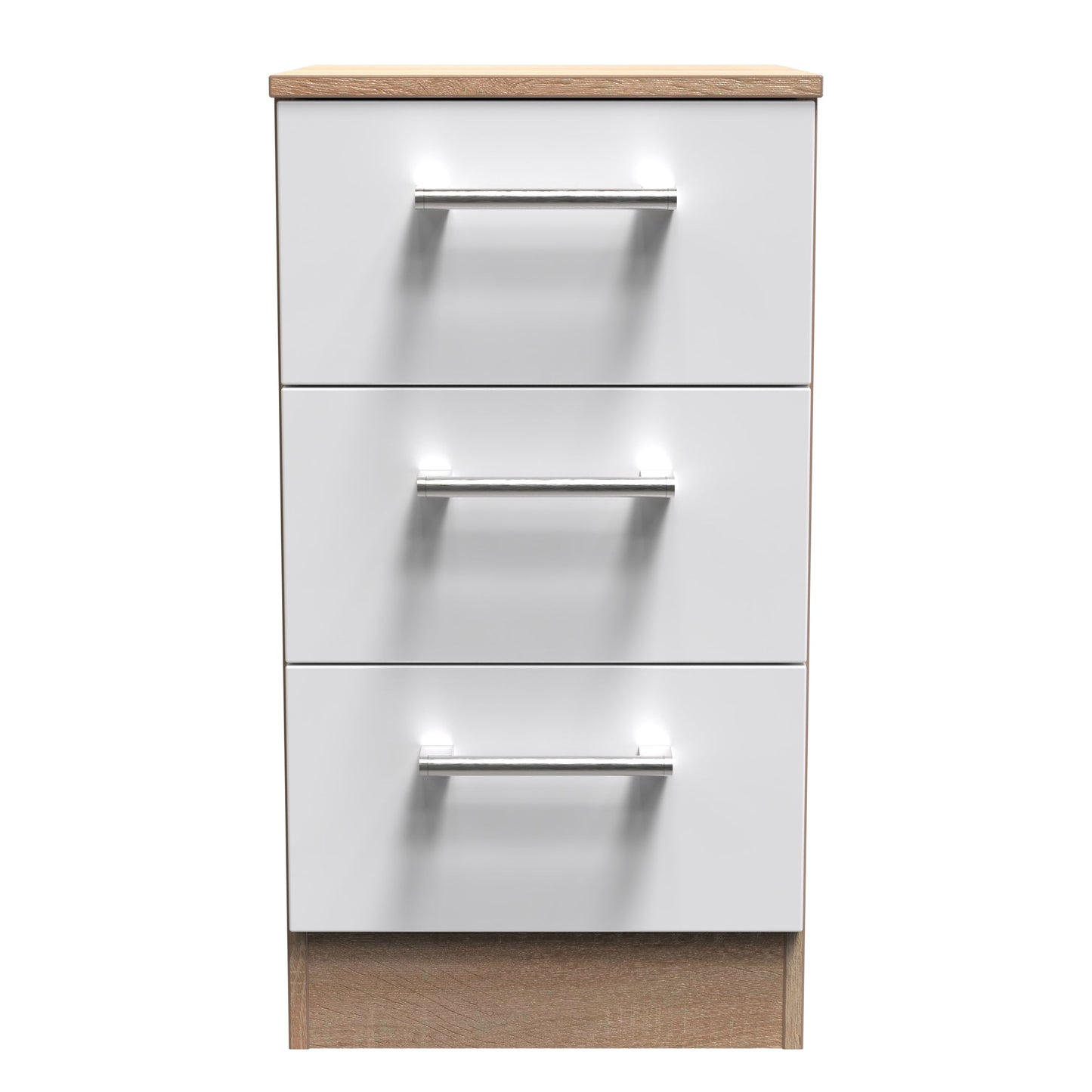 Devon Chest of Drawers White & Oak 3 Drawers 70cm