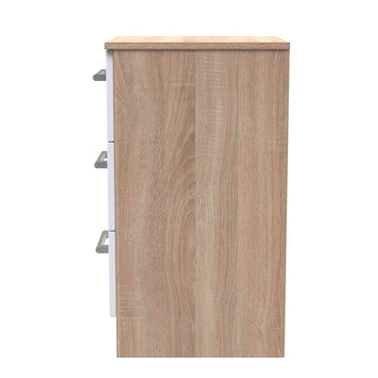 Devon Chest of Drawers White & Oak 3 Drawers 70cm