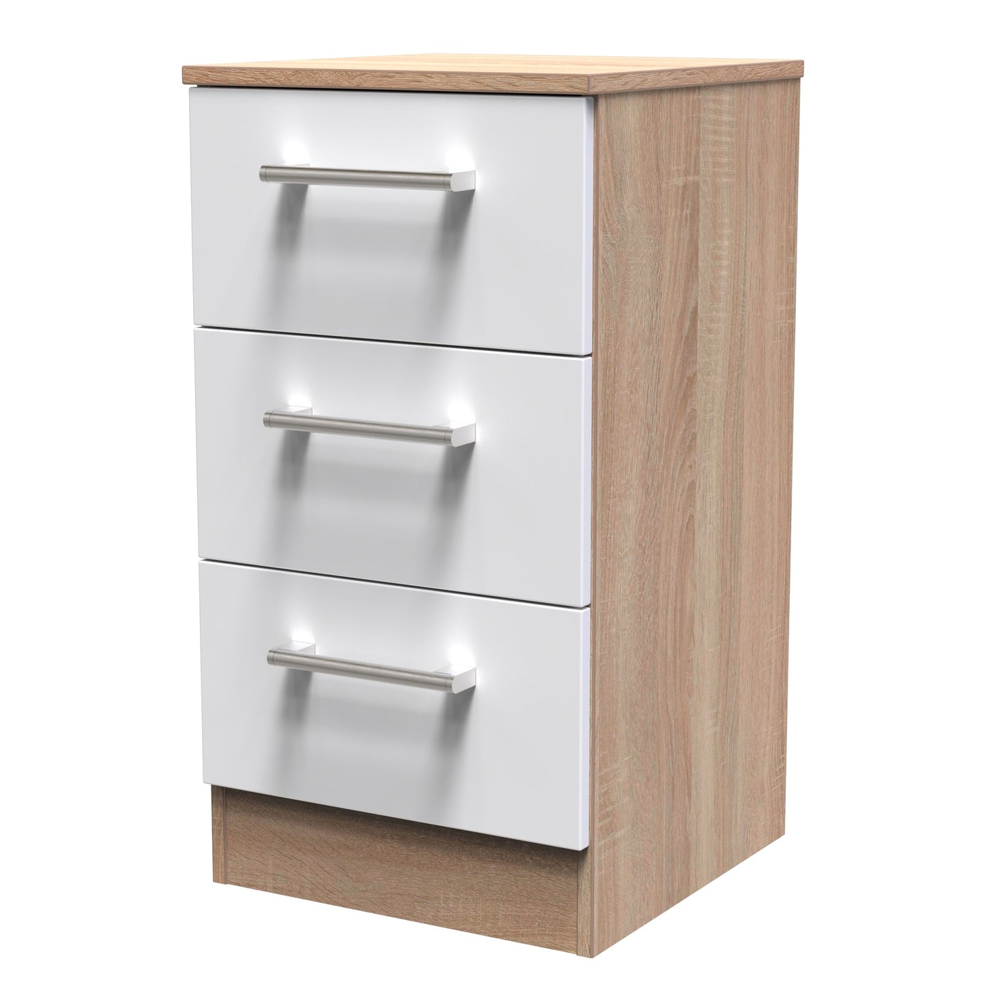 Devon Chest of Drawers White & Oak 3 Drawers 70cm