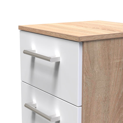 Devon Chest of Drawers White & Oak 3 Drawers 70cm