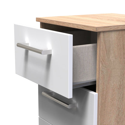 Devon Chest of Drawers White & Oak 3 Drawers 70cm
