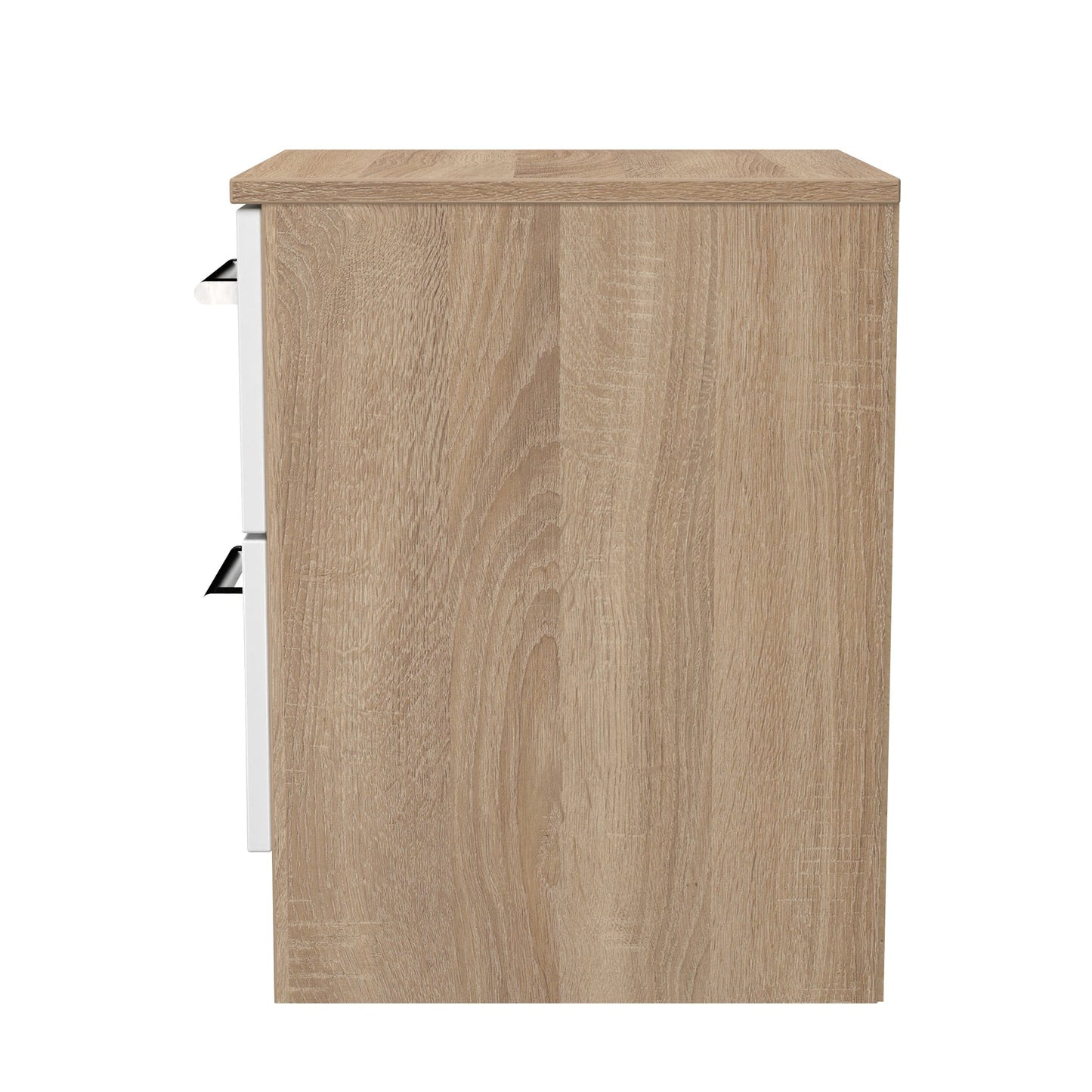 Devon Bedside Table White & Oak 2 Drawers 51cm