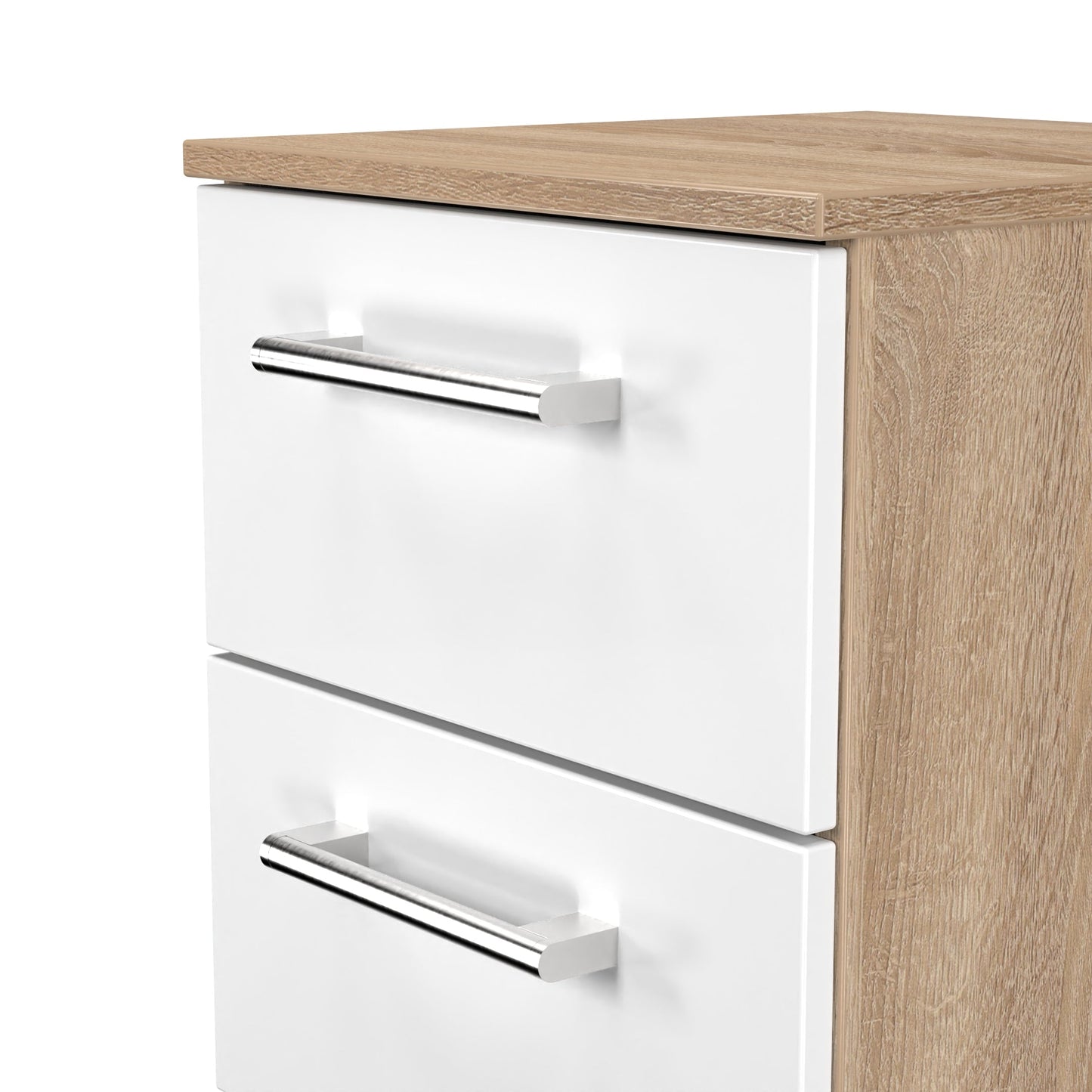 Devon Bedside Table White & Oak 2 Drawers 51cm