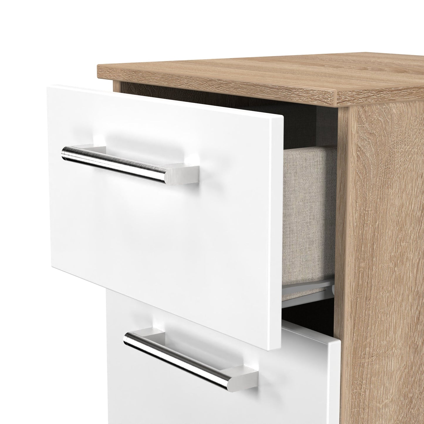 Devon Bedside Table White & Oak 2 Drawers 51cm