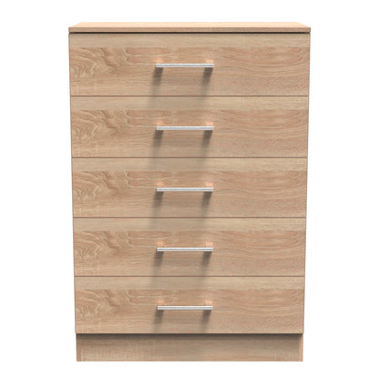 Devon Tall Chest of Drawers Oak 5 Drawers 108cm