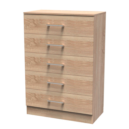 Devon Tall Chest of Drawers Oak 5 Drawers 108cm